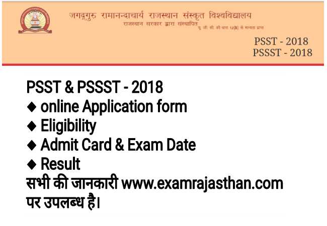 JRRSU PSST & PSSST प्रवेश परीक्षा-2018 Application Form|Eligbility|Exam Date|Admit Card|Counselling